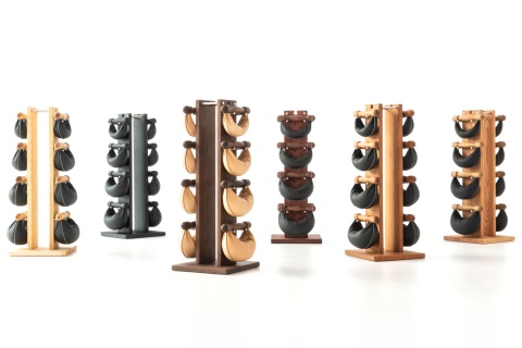 Hantle NOHRD SwingBell 2-8 Kg ze stojakiem Tower Classic Nature Orzech Skóra