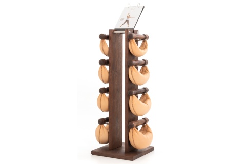 Hantle NOHRD SwingBell 2-8 Kg ze stojakiem Tower Classic Nature Orzech Skóra