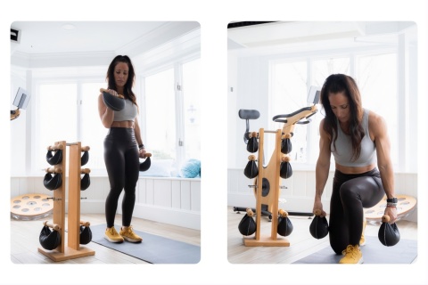 Hantle NOHRD SwingBell 2-8 Kg ze stojakiem Tower Club Buk Skóra