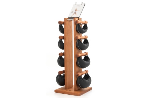 Hantle NOHRD SwingBell 2-8 Kg ze stojakiem Tower Oxbridge Wiśnia Skóra