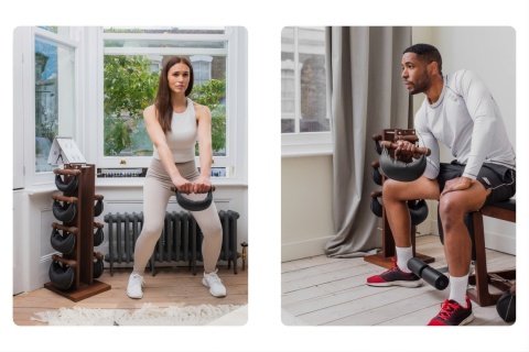 Hantle NOHRD SwingBell 2-8 Kg ze stojakiem Tower Oak Vintage Skóra