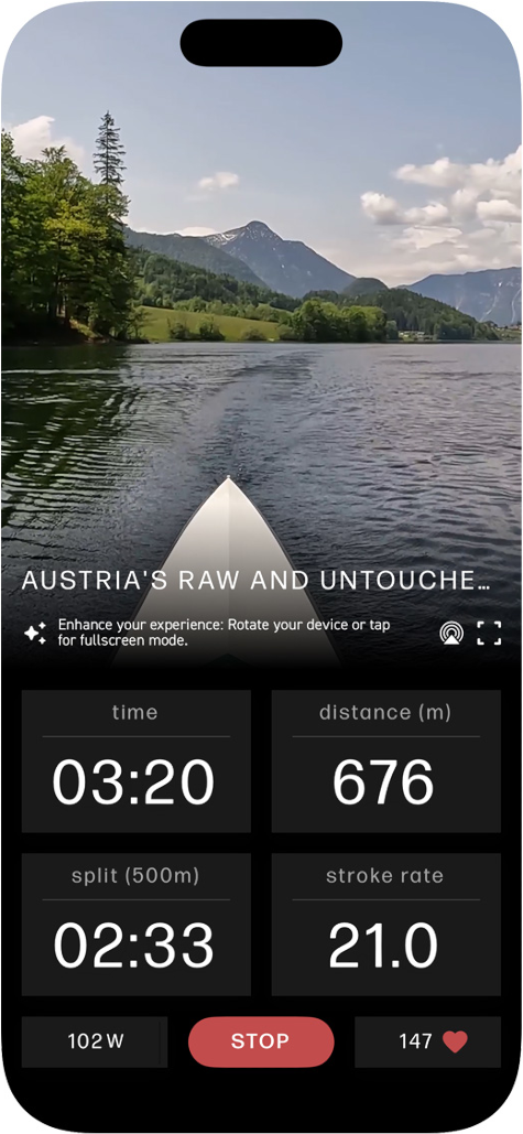 Trasy krajobrazowe w aplikacji WATERROWER Connect